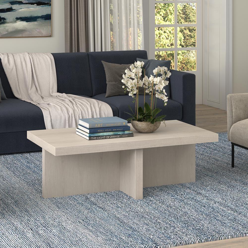 Evelyn&Zoe Contemporary High-Quality Rectangular Medium Density Fiberboard Coffee Table, Alder White