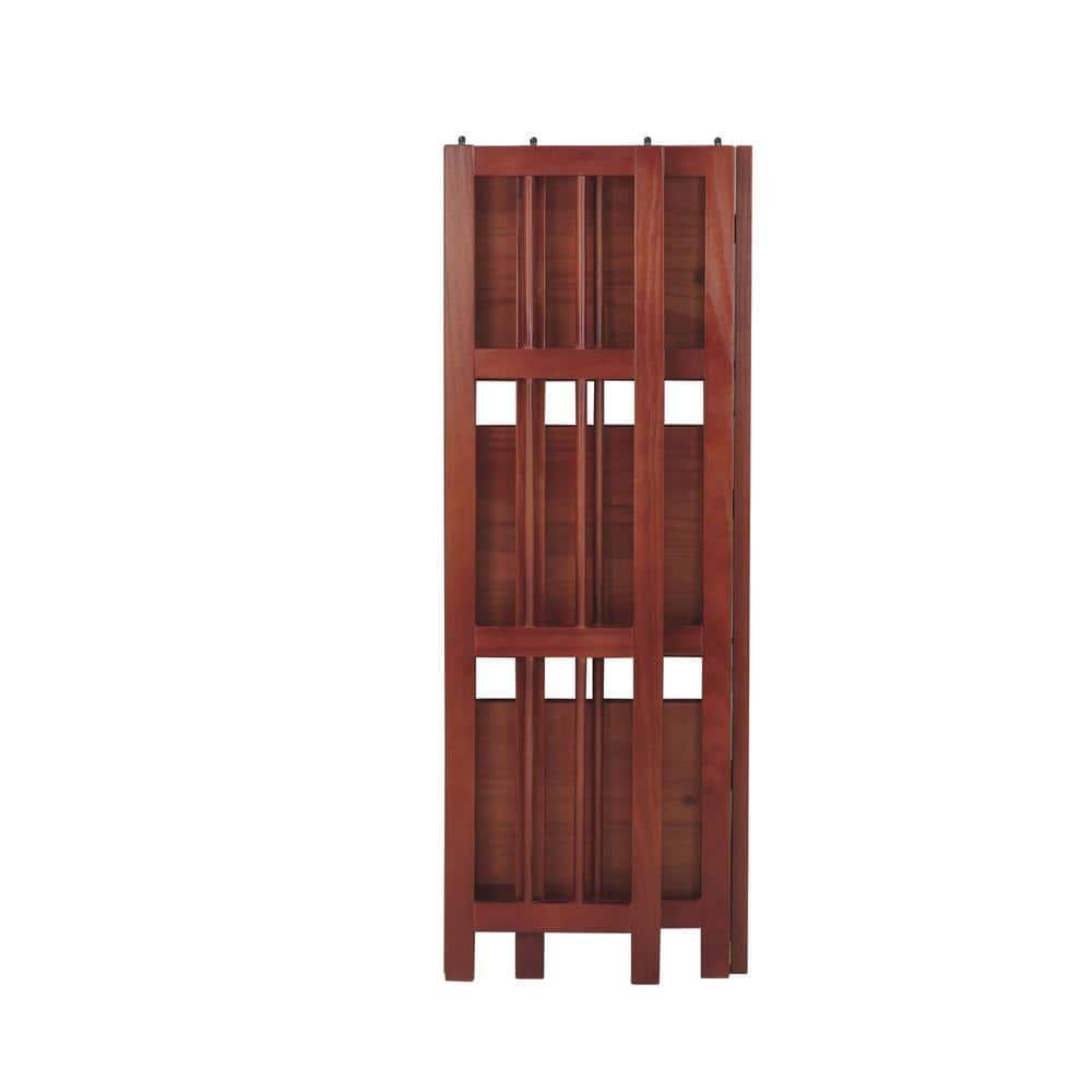 Casual Home 3 Shelf 14 Inch Folding Office Furniture Wood Bookcase, Mahogany