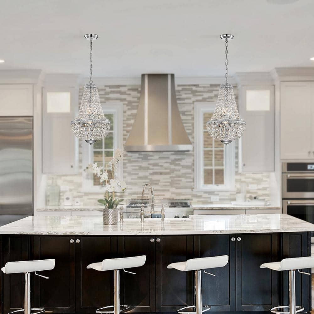 Edvivi 6-Light Chrome Crystal Empire Chandelier Pendant Ceiling Fixture | Glam Lighting