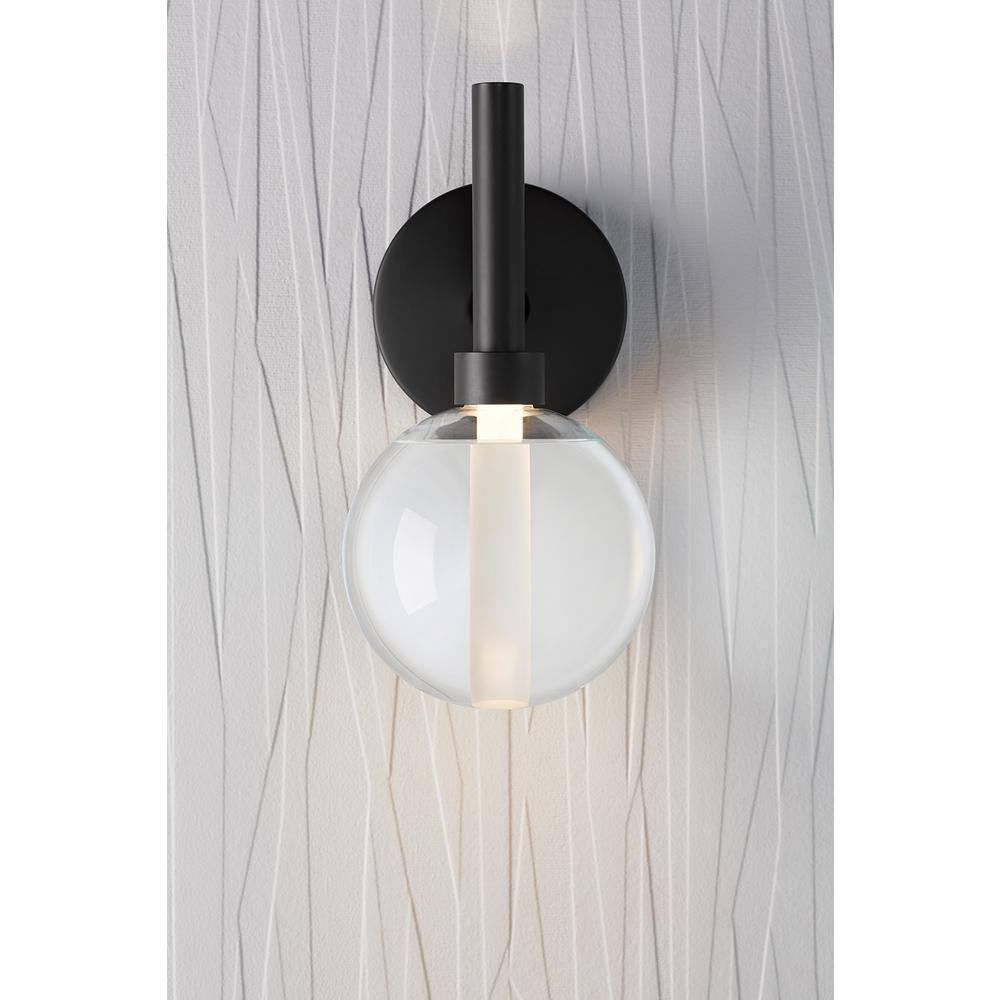 Matte Black Glass Shade Dimmable LED Sconce
