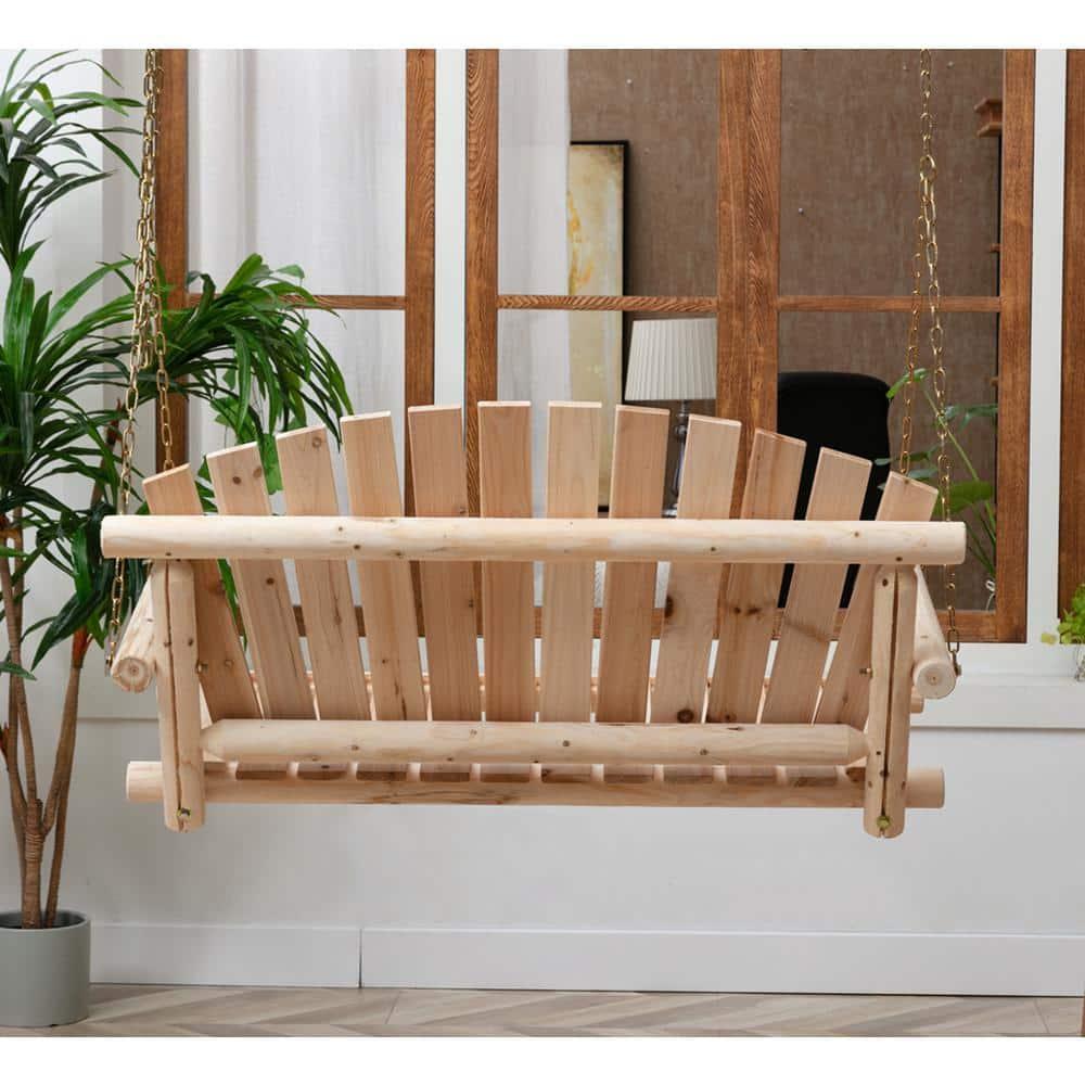 Anraja 4 Foot 2 Seat Porch Swing Hanging Wood, Unfinished