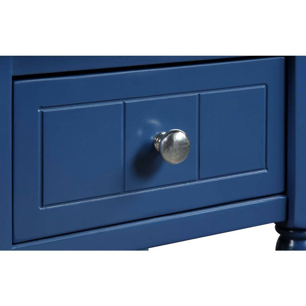 Convenience Concepts French Country Khloe 1 Drawer Accent Table with Shelf, Cobalt Blue