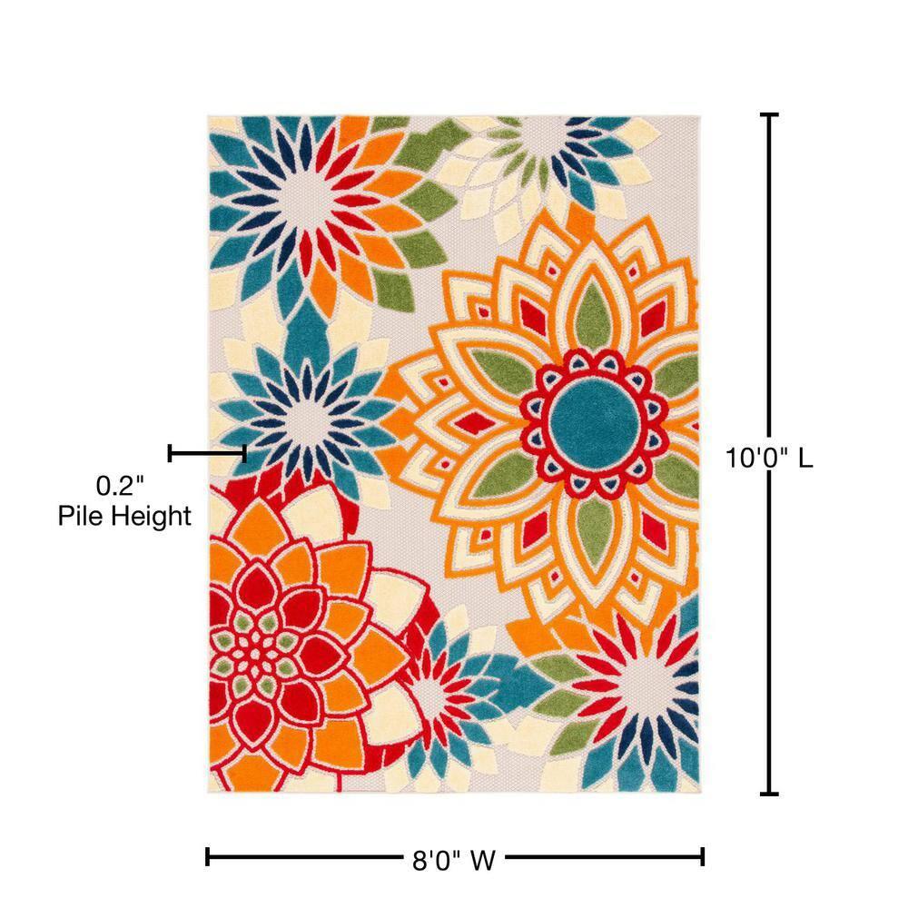 Cabana CBN328 Power Loomed UV Resistant Indoor/Outdoor Area Rug - Ivory/Orange - 8'x10' - Safavieh