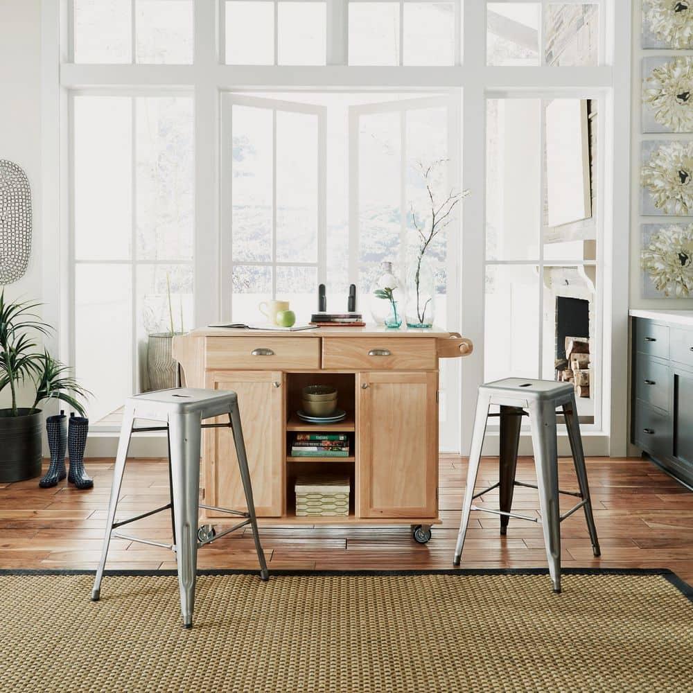 Homestyles General Line Wood Rolling Kitchen Cart in Brown