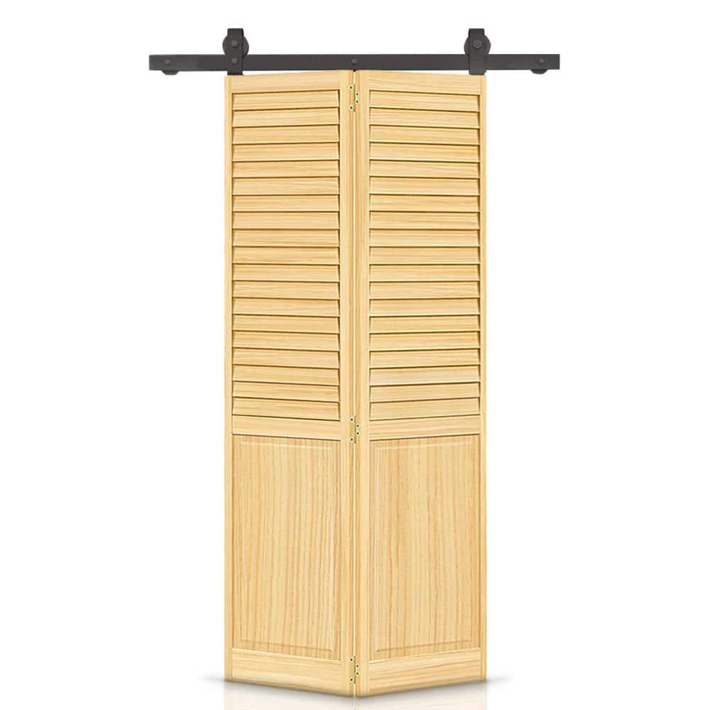 Calhome 80'' Solid Wood Unfinished Bi-Fold Door