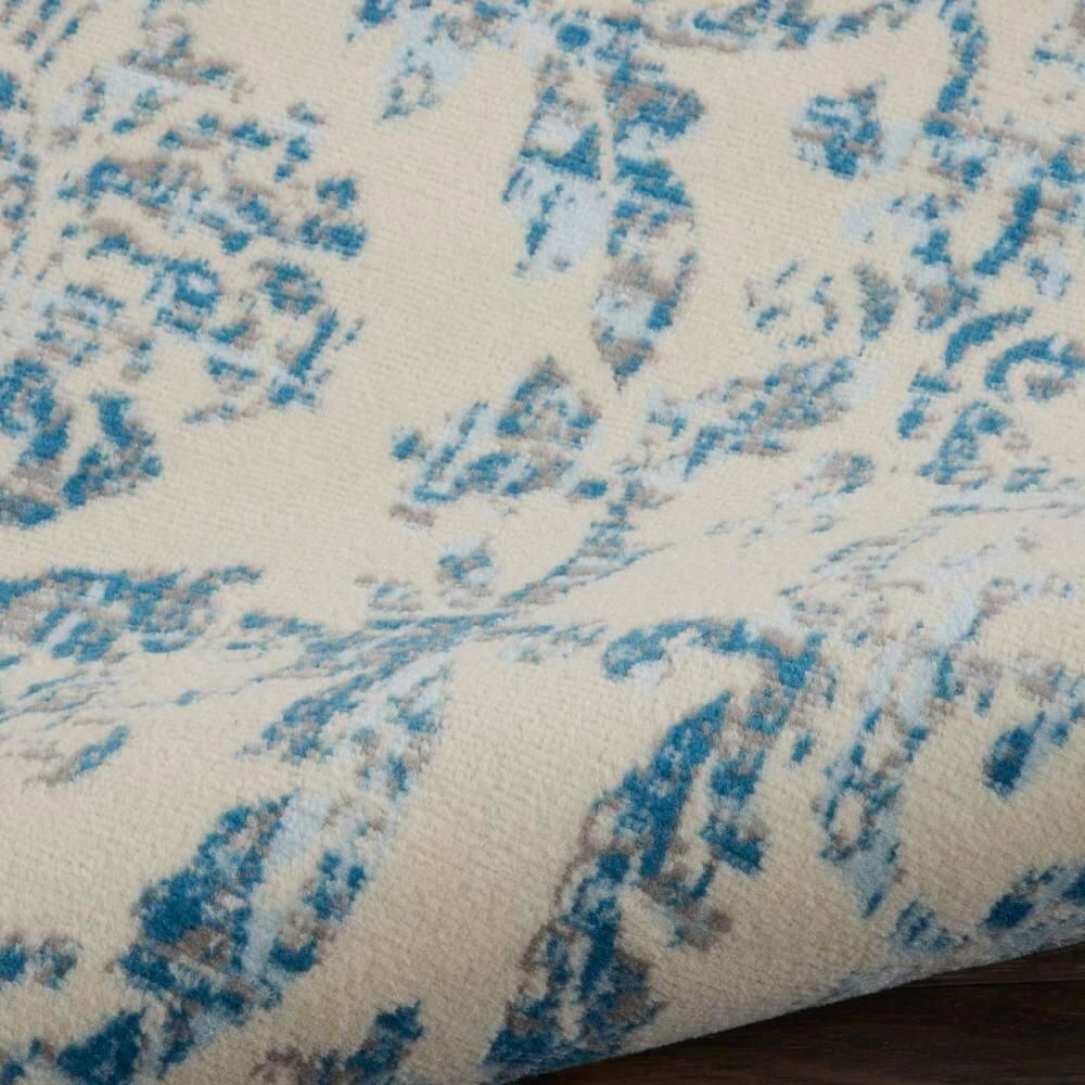 Jubilant JUB09 Area Rug Farmhouse Vintage Damask By Nourison Ivory Blue 7' x 10'