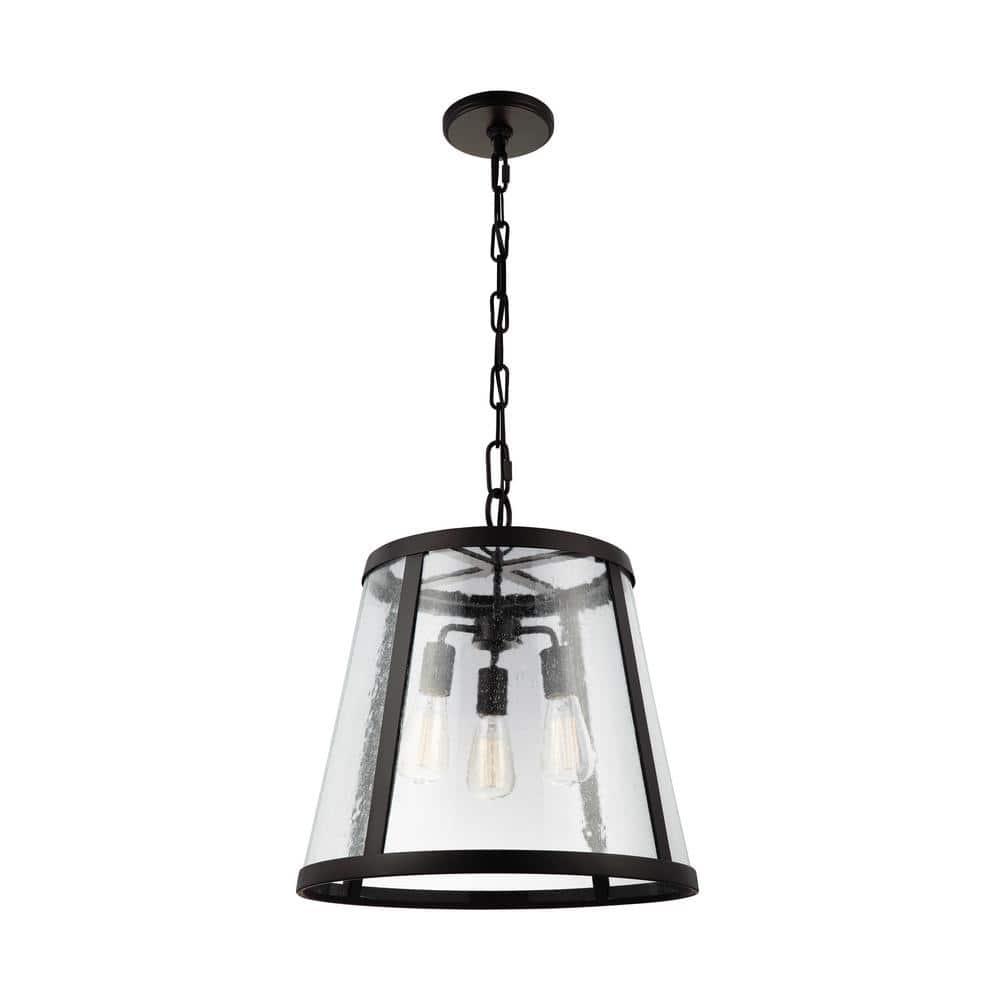 Elegant Harrow 3-Light Oil Rubbed Bronze Pendant with Clear Seeded Glass