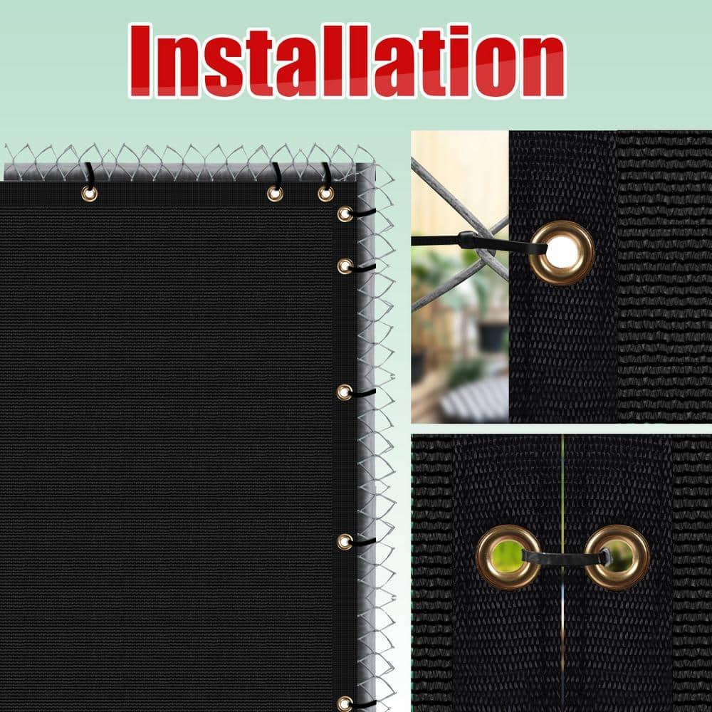 ColourTreeUSA ColourTree 10' 12' 25' 50' Black Fence Privacy Screen Windscreen Cover Fabric Shade Tarp Mesh Cloth Commercial Grade 170 GSM 4' x 10'