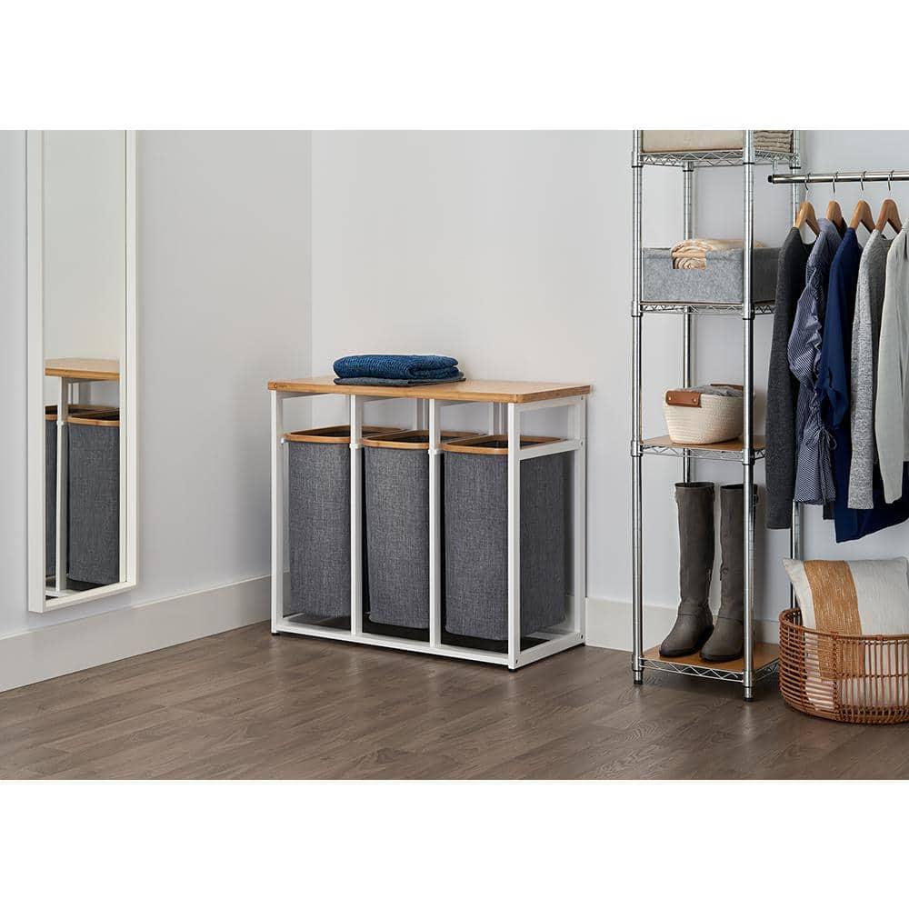 Trinity TRINITY 36 in. H x 30.7 in. H in. x 17.3 in. H Wood (Bamboo) 3-Bag Laundry Sorter