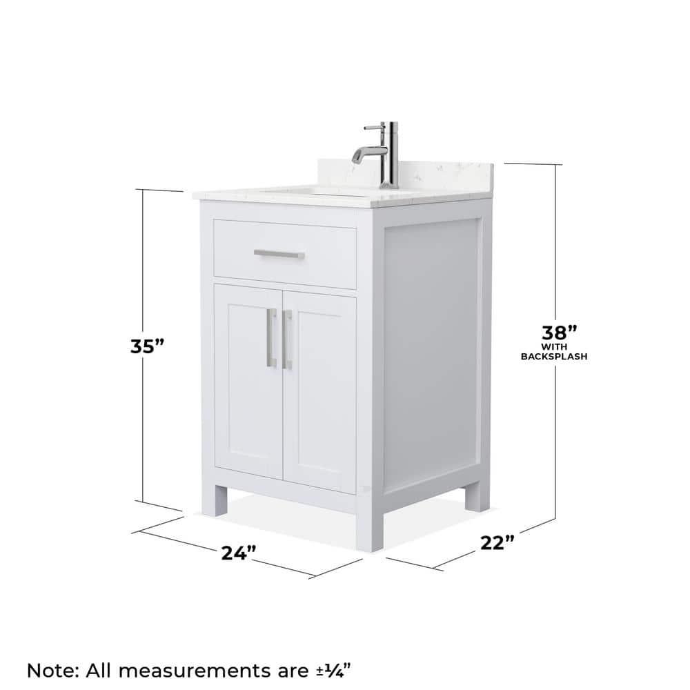 Wyndham Collection Beckett 24" Freestanding Single Bathroom Vanity with Cultured Marble Top