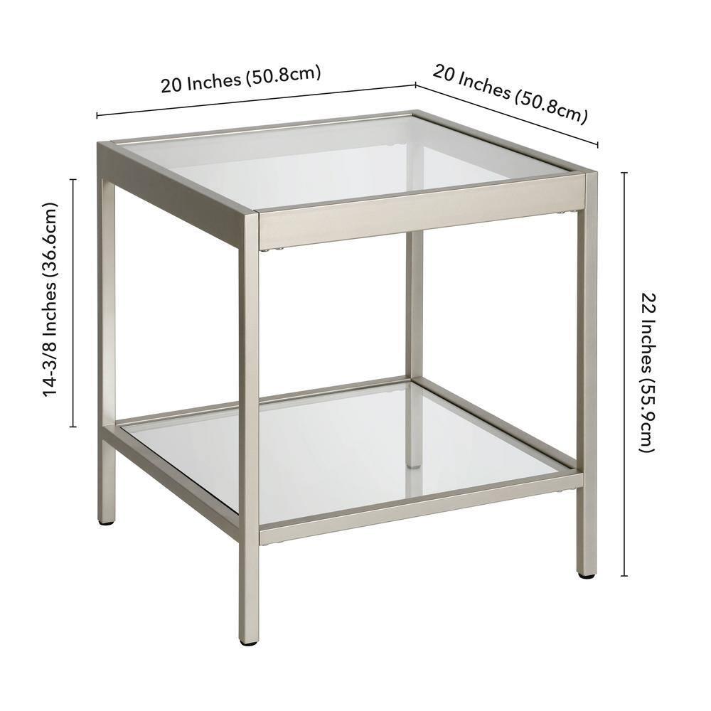 Evelyn&Zoe Alexis 20" Wide Square Side Table, Nickel