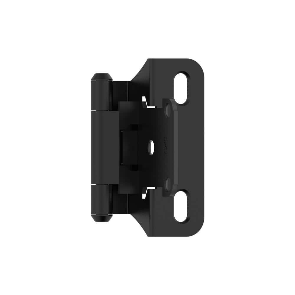 Amerock BPR7566FB Cabinet Hinge 1/4 in (6 mm) Overlay Self Closing Partial Wrap Matte Black Kitchen Cabinet Door Hinge 1 Pair/2 Pack Functional Hardware