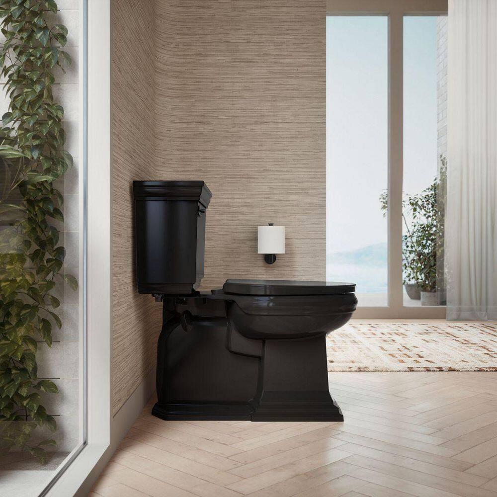 Elongated Toilet Seat, Slow Soft Close, Oval(Oblong) Toilet Seat For Elongated Toilets, Quiet-Close Lid And Seat, Easy To Install And Clean, Never Loosen, Black(18.5)