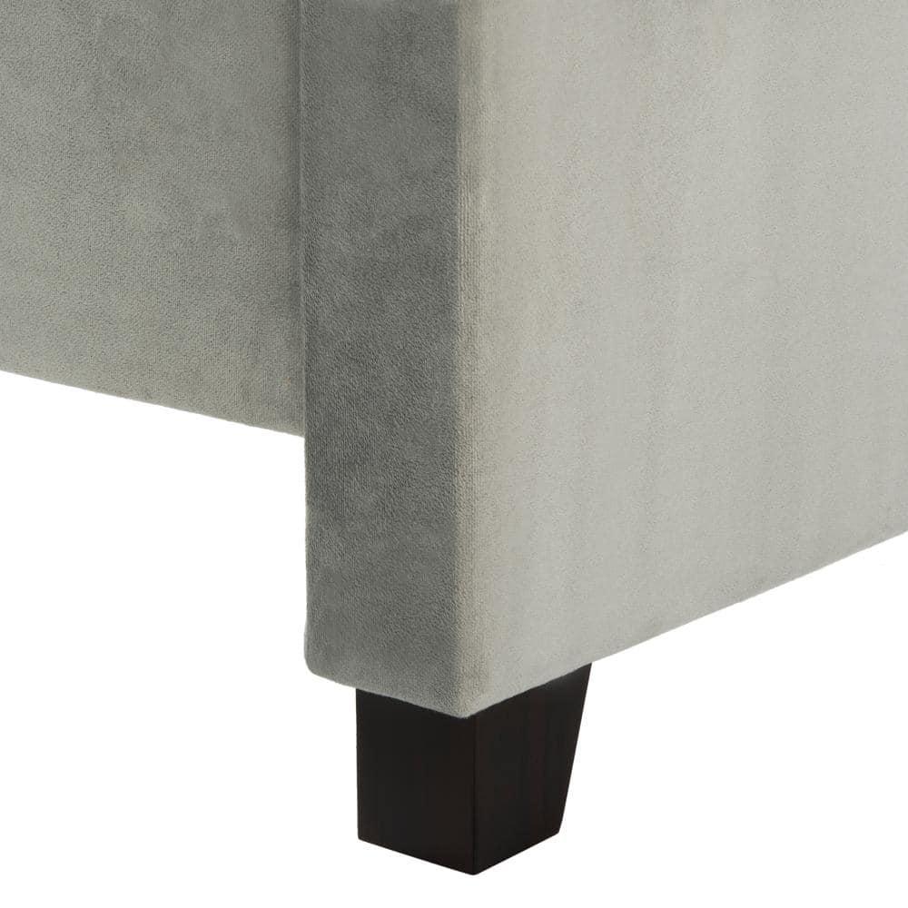 SAFAVIEH Theron Modern Elegant Upholstered Bed Frame with Nail Heads, Full, Pewter