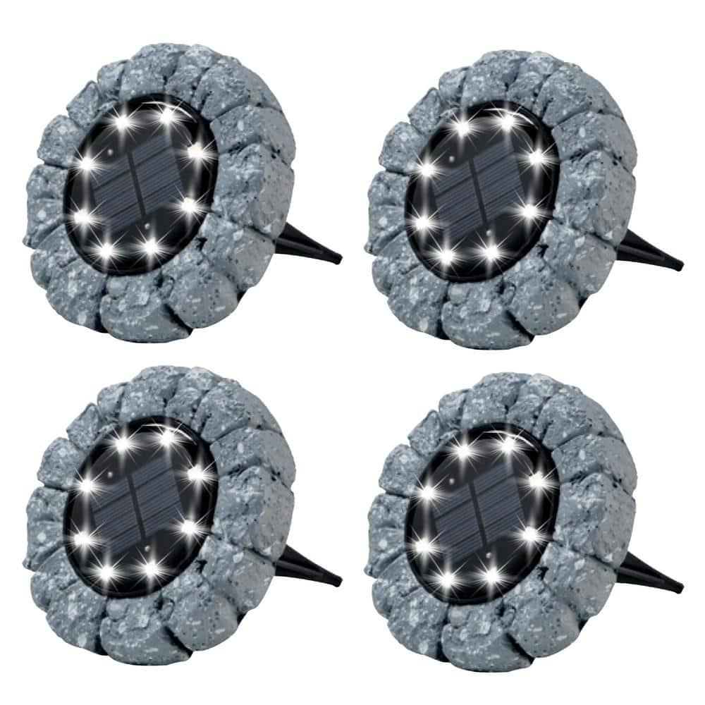Bell + Howell Stone Low Voltage Solar Powered Integrated LED Pathway Light Pack (Set of 4)