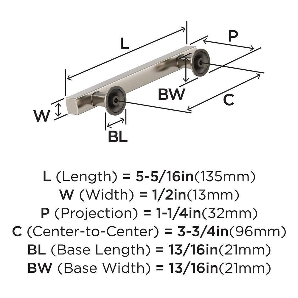 Amerock Everett 3-3/4 inch (96mm) Center-to-Center Satin Nickel Cabinet Pull