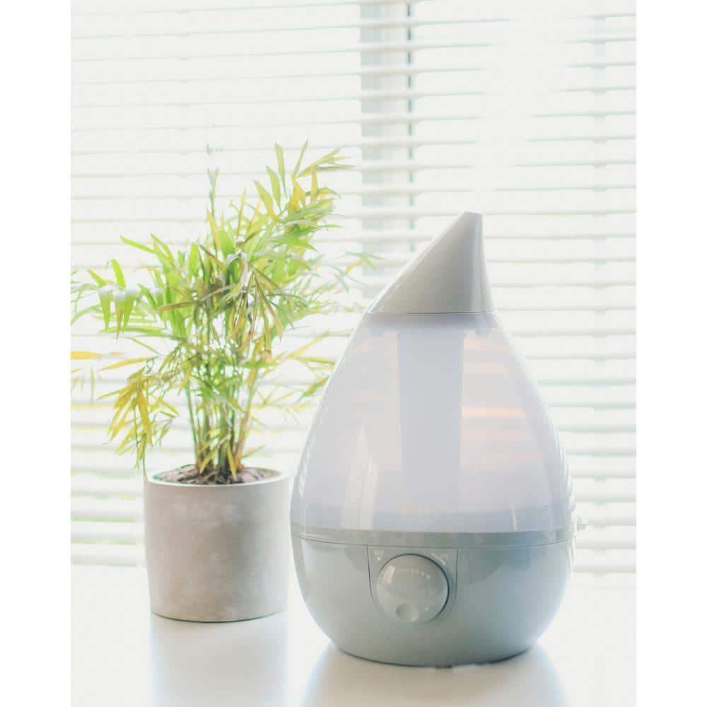 Crane Ultrasonic Teardrop Cool Mist Humidifier, Large 1 Gal Tank, Automatic Shut-Off, Baby Humidifiers for Nursery and Bedroom, Grey