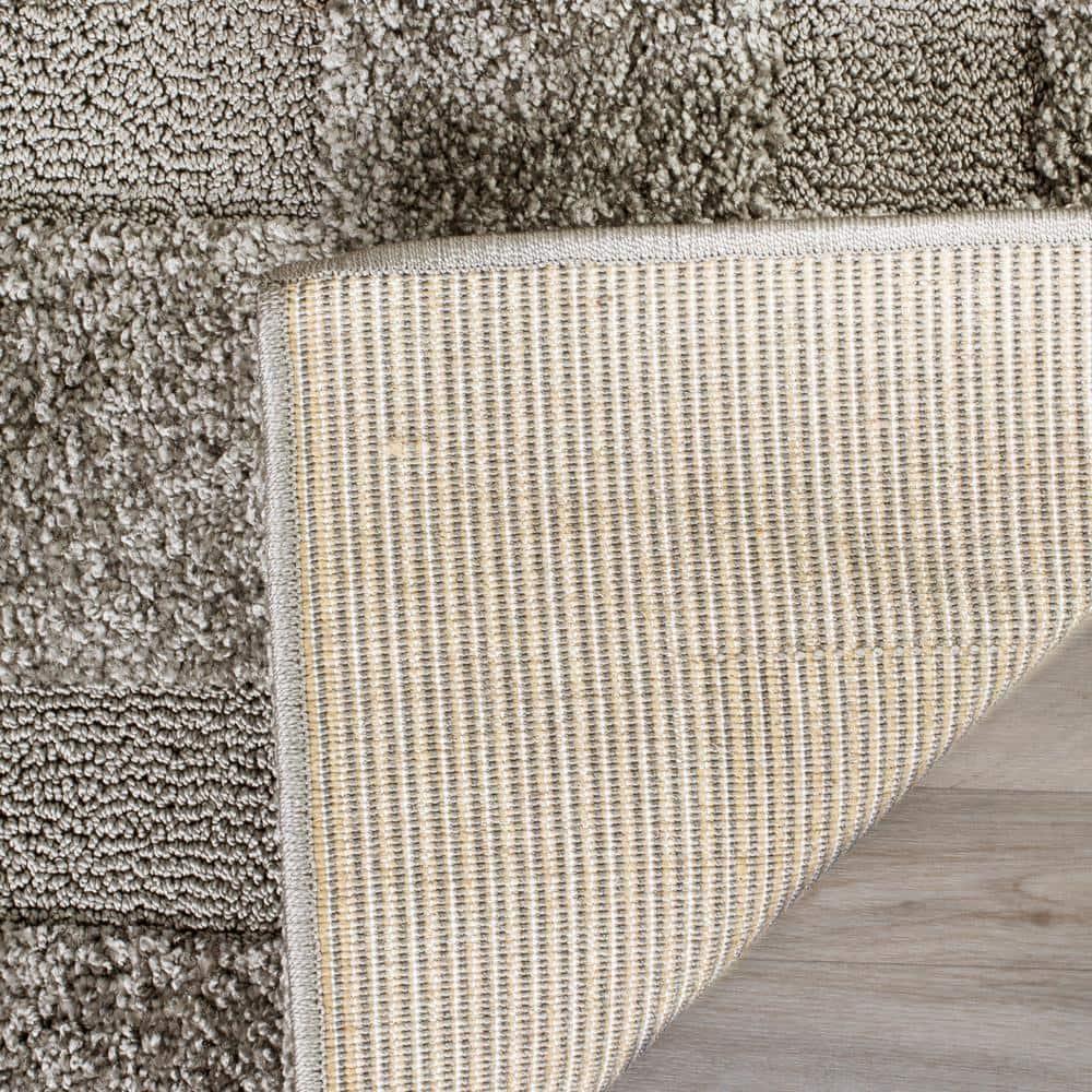 SAFAVIEH Florida Mason Bordered Shag Area Rug, Grey, 5' x 5' Square