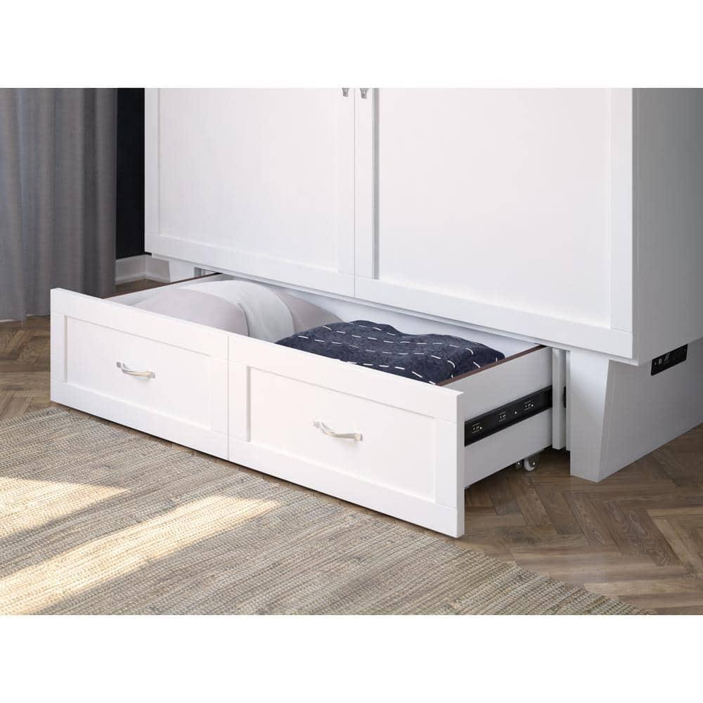 Queen Monroe Murphy Bed Chest with Memory Foam Mattress & USB Charger - AFI