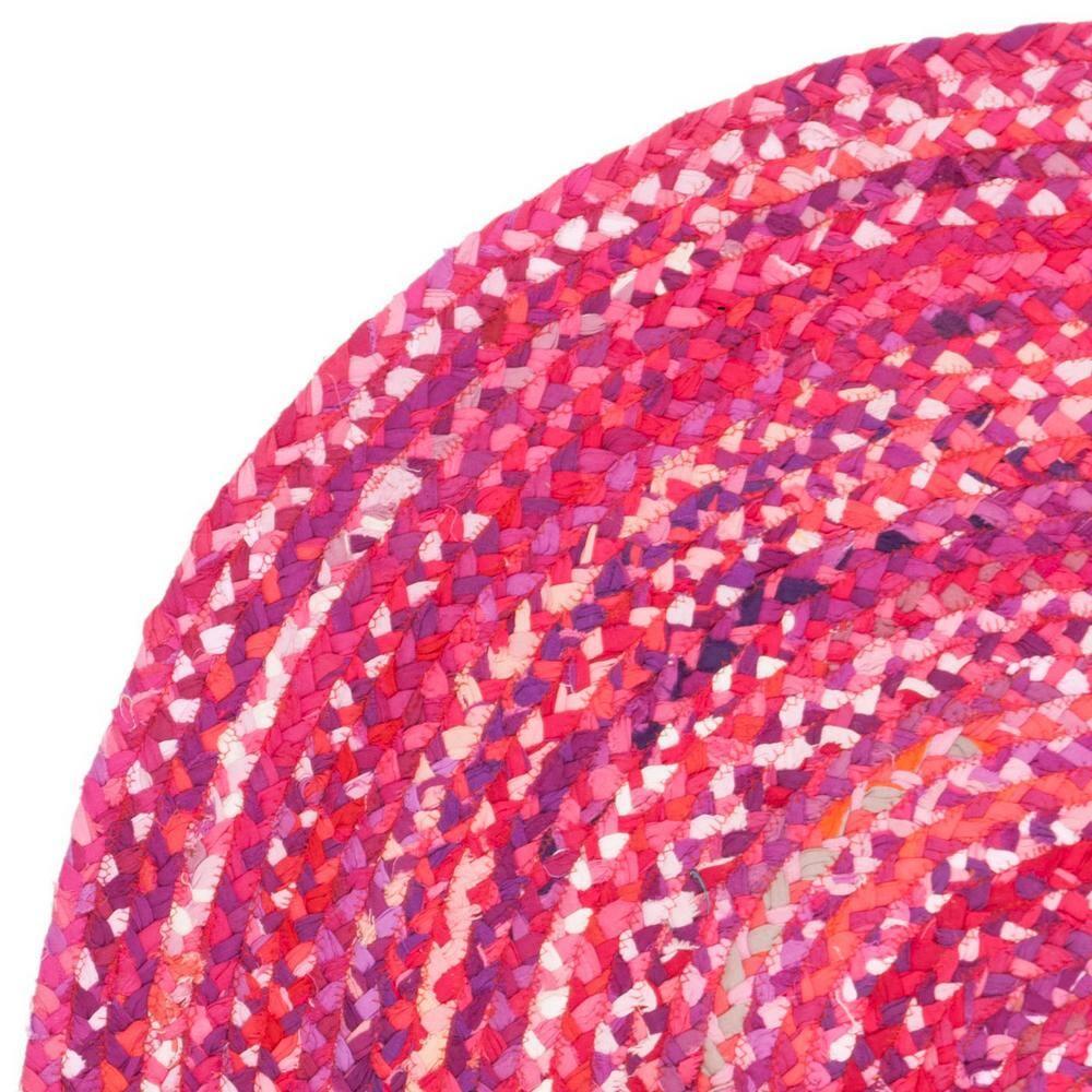 Braided BRD452 Hand Woven Indoor Accent Rug - Pink/Fuchsia - 3' Round - Safavieh