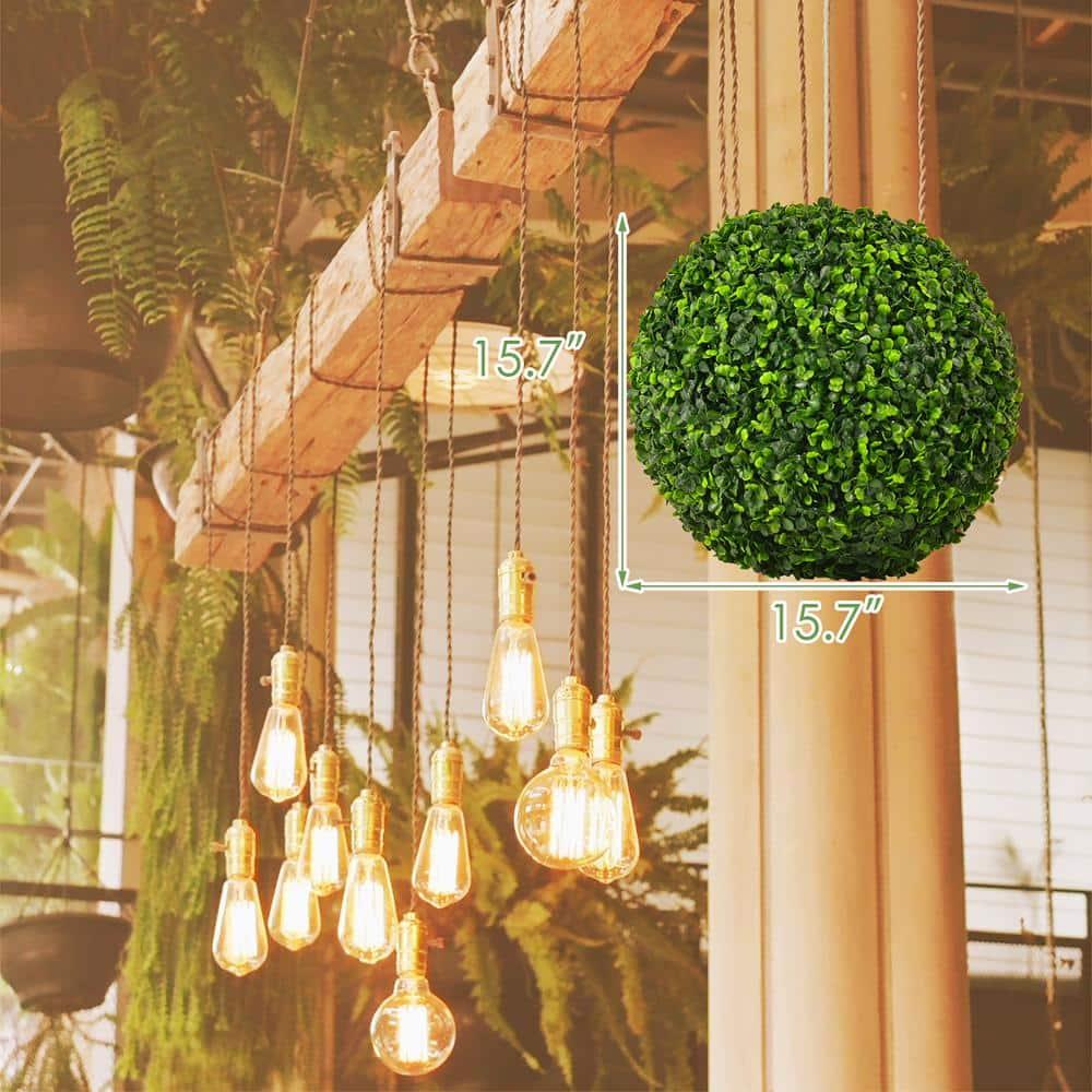 Costway 2 PCS 15.7'' Artificial Boxwood Topiary Balls UV Protected Indoor Outdoor