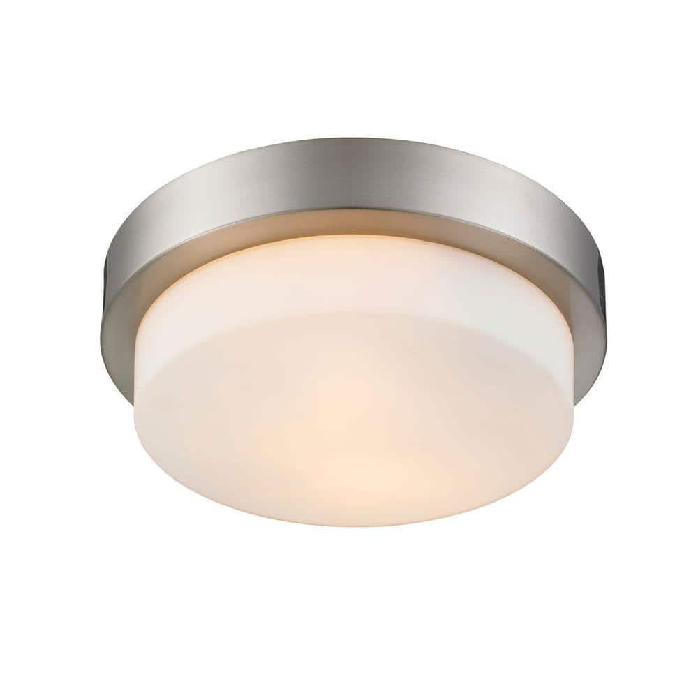 Golden Lighting Multi-Family 11" 2-Light Flush Mount in Pewter with Opal Glass