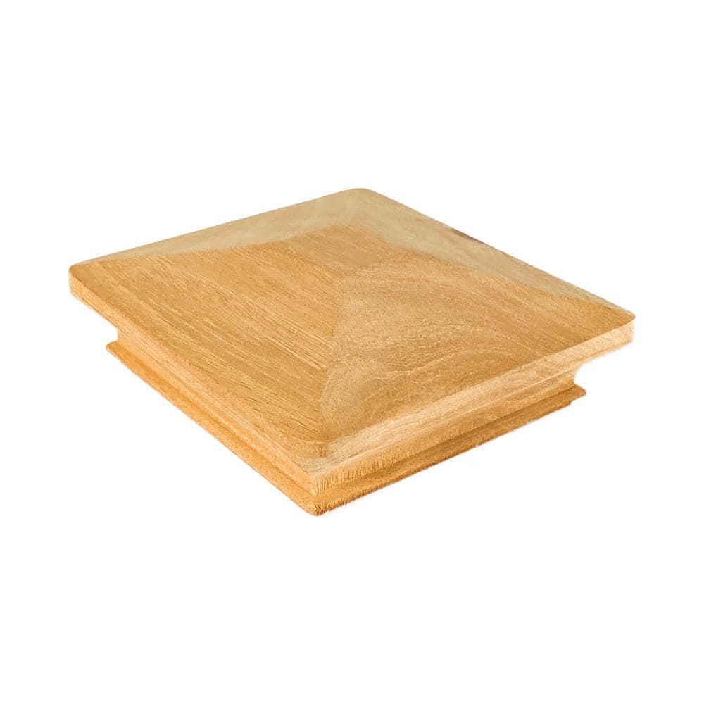 4x4 Traditional Wood Pyramid Post Cap by Captiva - One-Piece Miterless - 3/8" Extended Lip - (3-1/2" x 3-1/2")