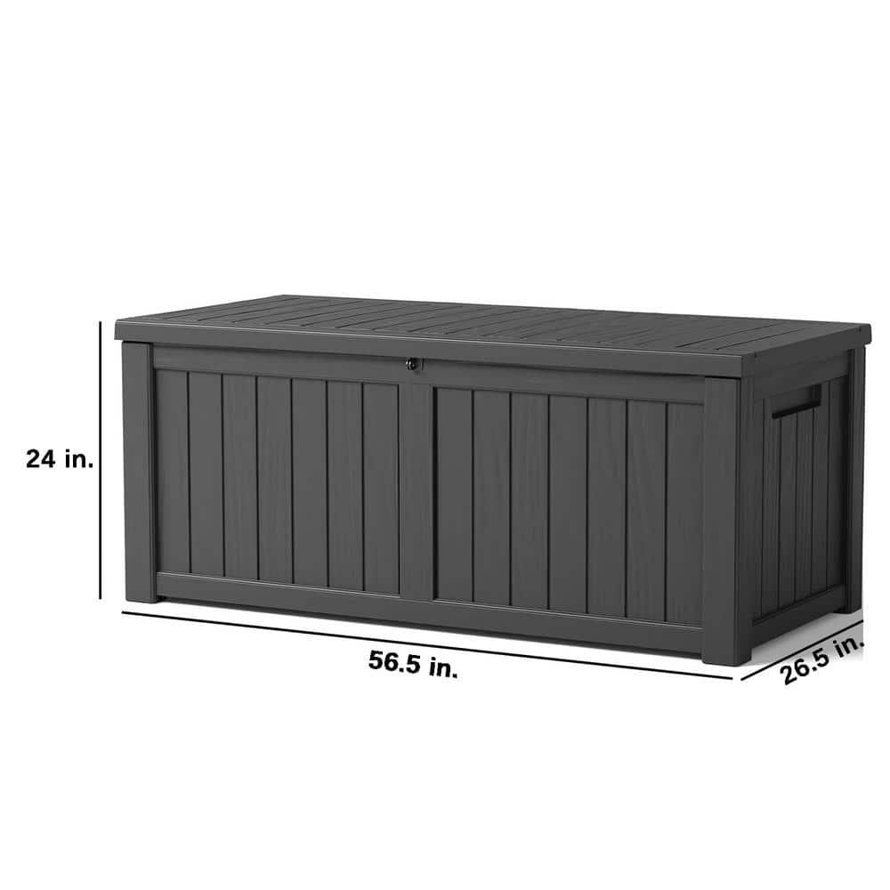 Hokku Designs Waterproof 120 Gallon Large Outdoor Indoor Patio Storage Deck Box , Outside Storage Bin for Cushion Pillows, Towels, Garden Tools