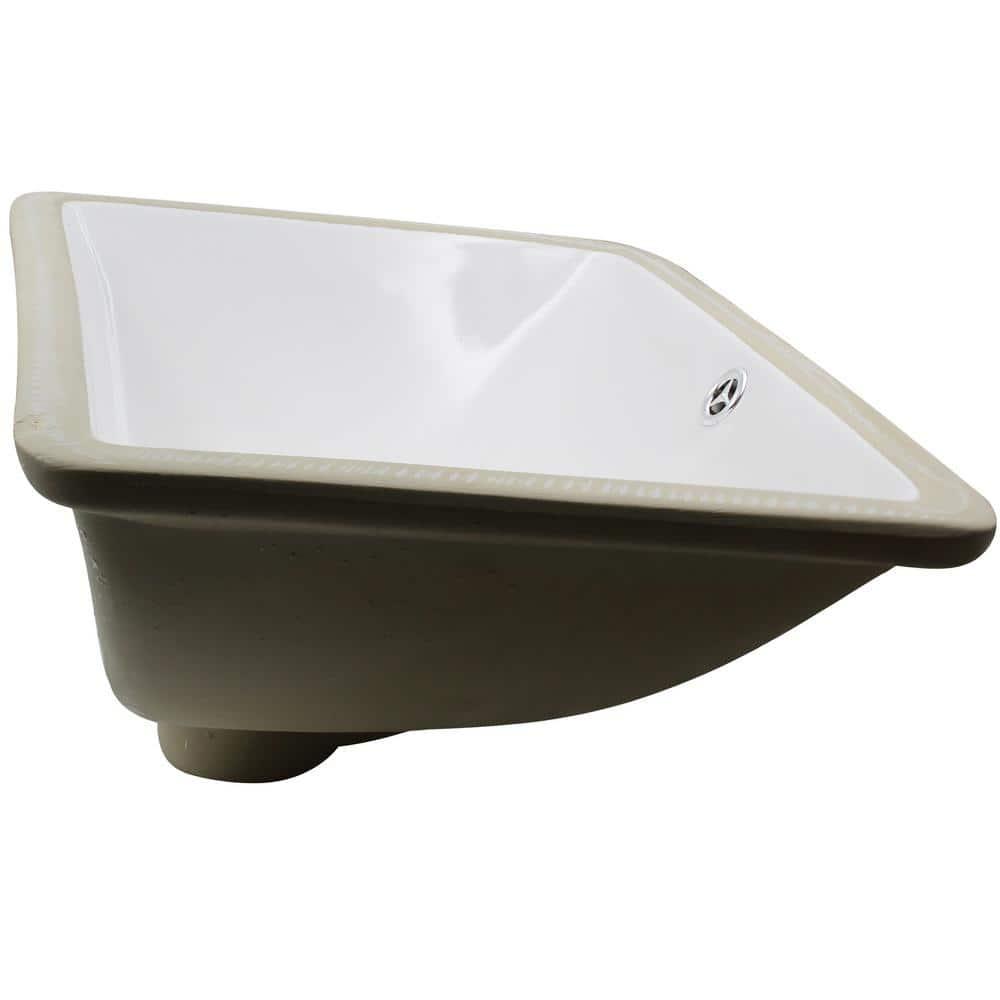 Novatto NP-U193902 Novatto 18.25'' White Porcelain Rectangular Bathroom Sink with Overflow