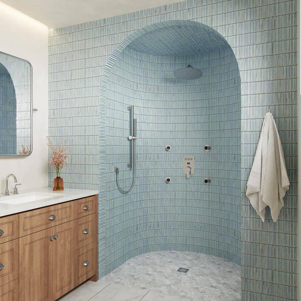 CASAINC 3-Function 12 Inch Temperature Digital Display Shower System With 2-Setting Slider Bar Handheld And 4Pcs Body Jets BR01009SX12BN