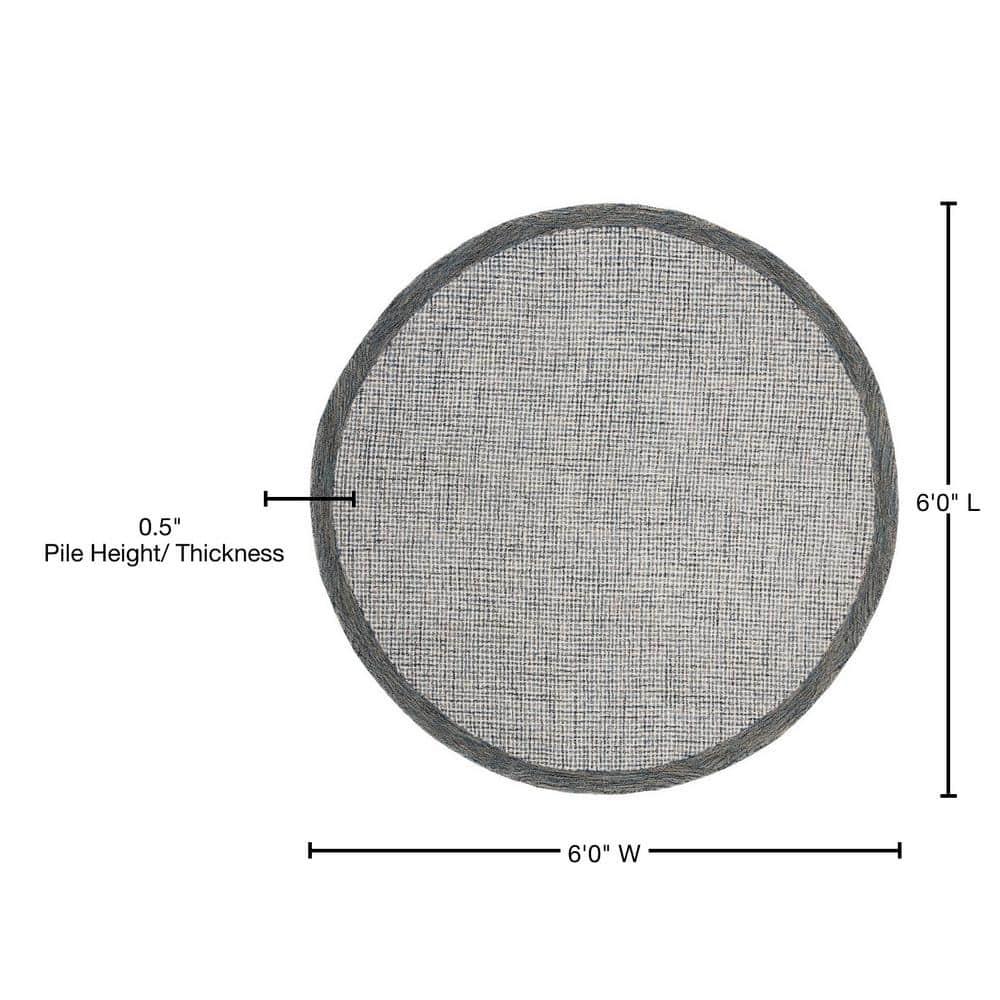 Abstract ABT220 Handmade Indoor Area Rug - Navy/Ivory - 6' Round - Safavieh