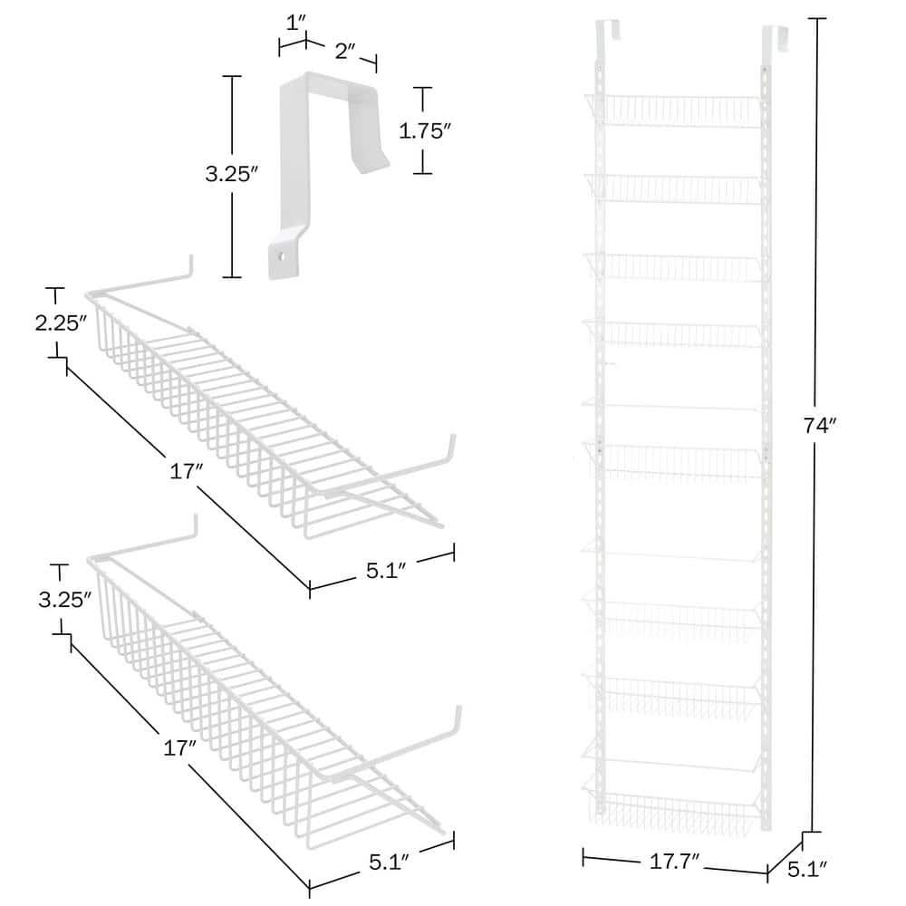 Home-Complete 9-Tier Over the Door Organizer with Adjustable Shelves, White