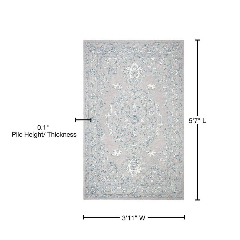 Micro-Loop MLP504 Hand Tufted Indoor Accent Rug - Light Grey/Ivory - 4'x6' - Safavieh