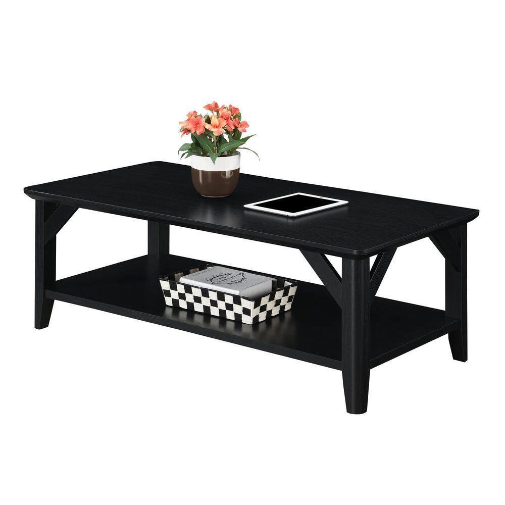 Convenience Concepts Storage Particle Board Coffee Table with Shelf, Black