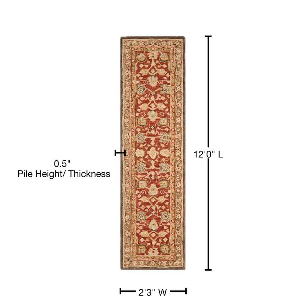 SAFAVIEH Anatolia Venice Traditional Wool Runner Rug, Rust/Green, 2'3" x 12'
