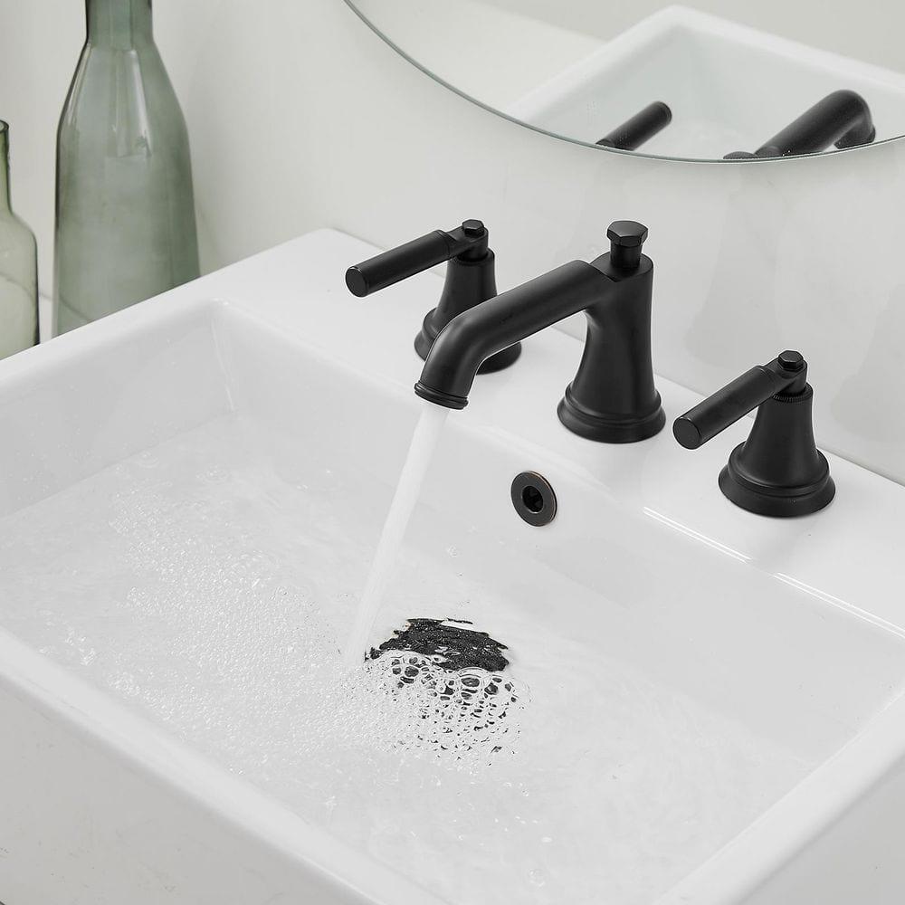 VIBRANTBATH 16456-Black Widespread 2-handle Bathroom Faucet with Drain Assembly