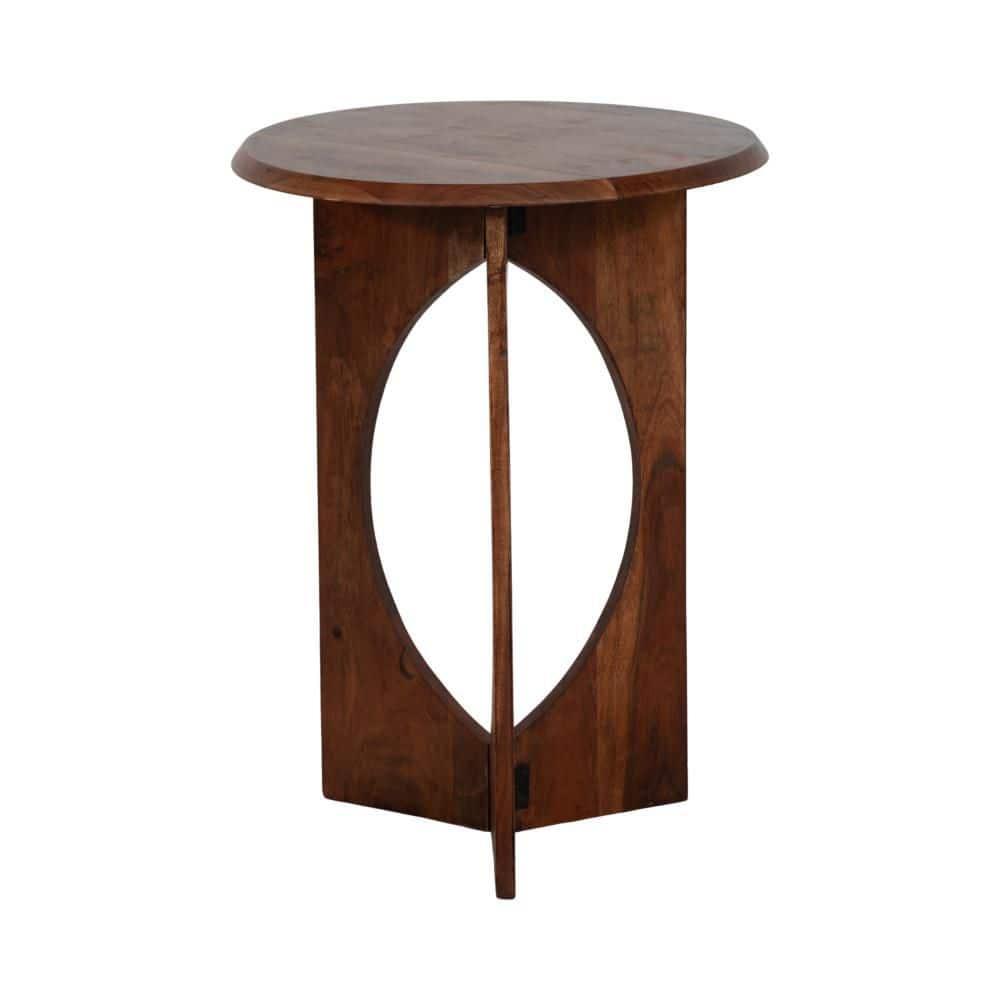 24"H Natural Acacia Wood Simple Pedestal Side Table with Minimalist Design and Ample Display Space for Living Room or Bedroom Decor