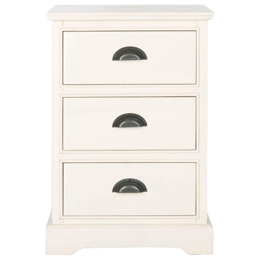 Griffin 3 Drawer Side Table - AMH5717 - White - Safavieh Couture