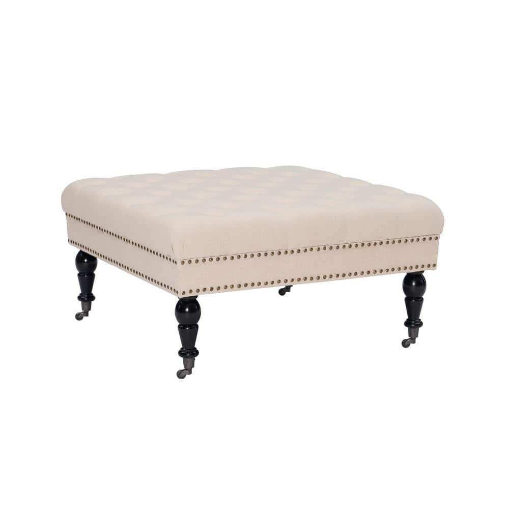 Kelly Clarkson Home Landis 35" Nailhead Trim Tufted Upholstered Ottoman