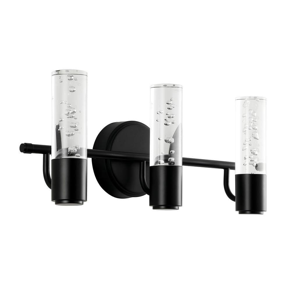 Bolha 18" 3-Light Minimalist Modern Bubble Acrylic/Iron Integrated LED Vanity Light, Black