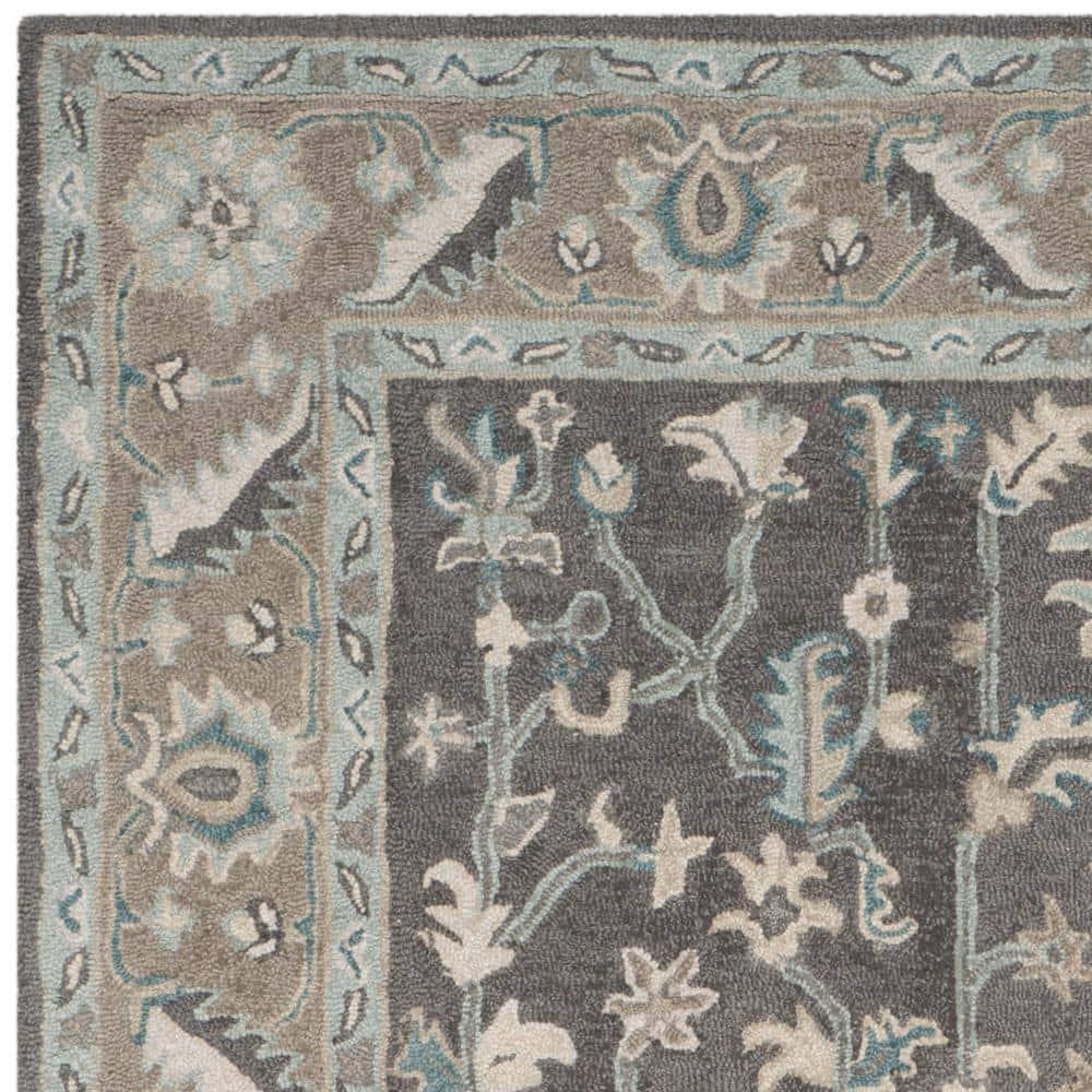 Blossom BLM217 Hand Tufted Area Rug - Dark Grey/Light Brown - 6'x6' - Safavieh..