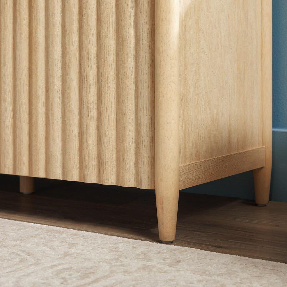 Scandinavian Reeded TV Stand with Storage for up to 70" TVs, Coastal Oak