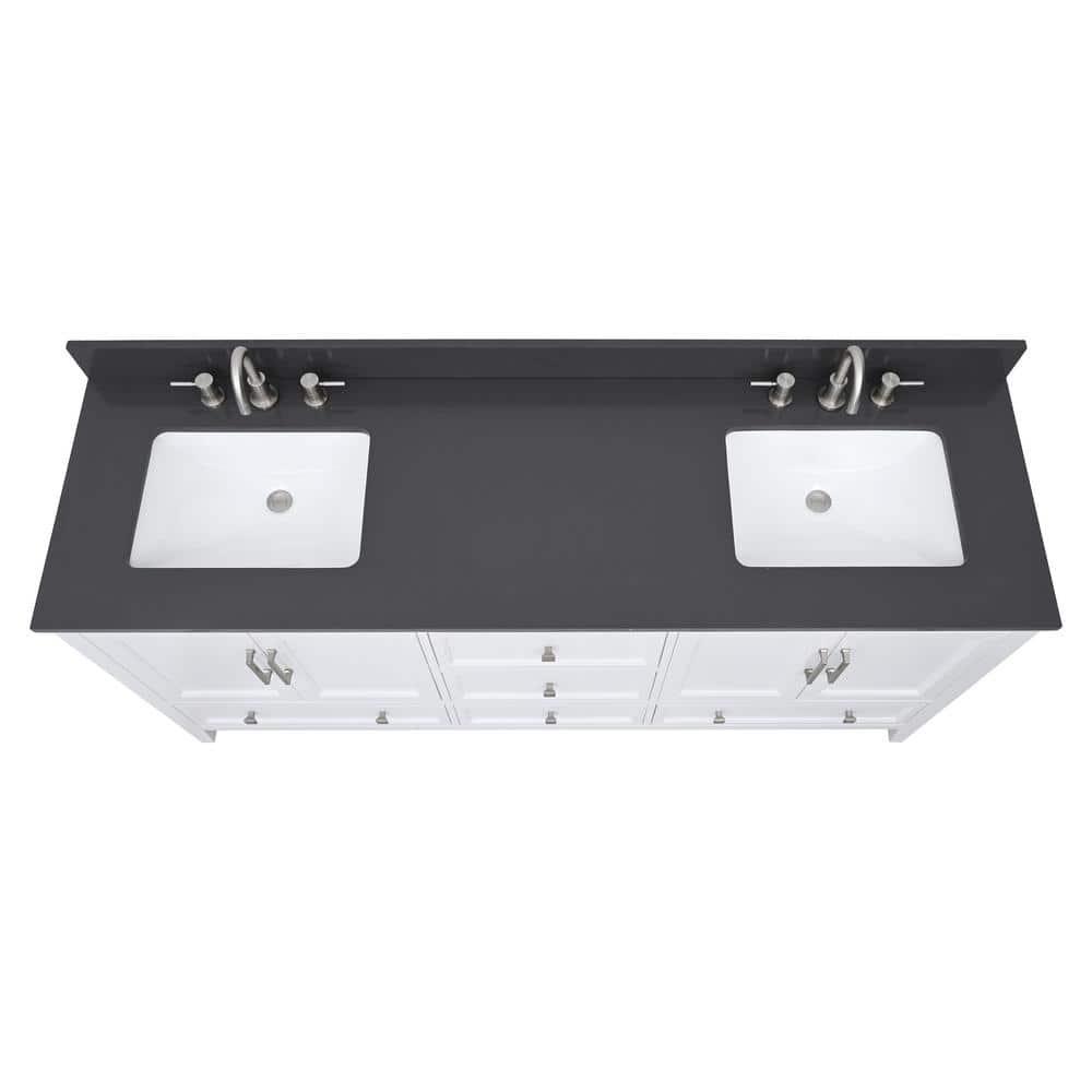 73" Ural Gray Quartz Double Sink Vanity Top