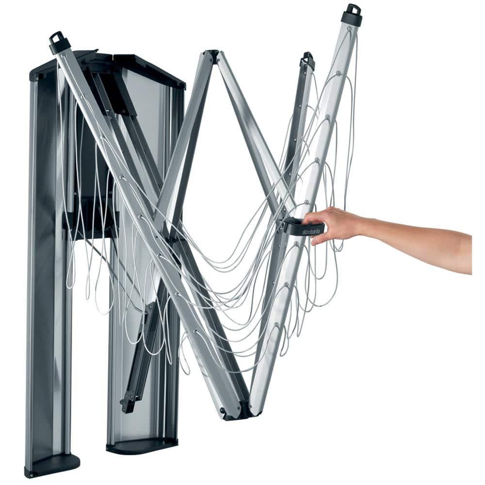 Brabantia Matt Steel Wall-Mounted Retractable Clothesline with Storage Box