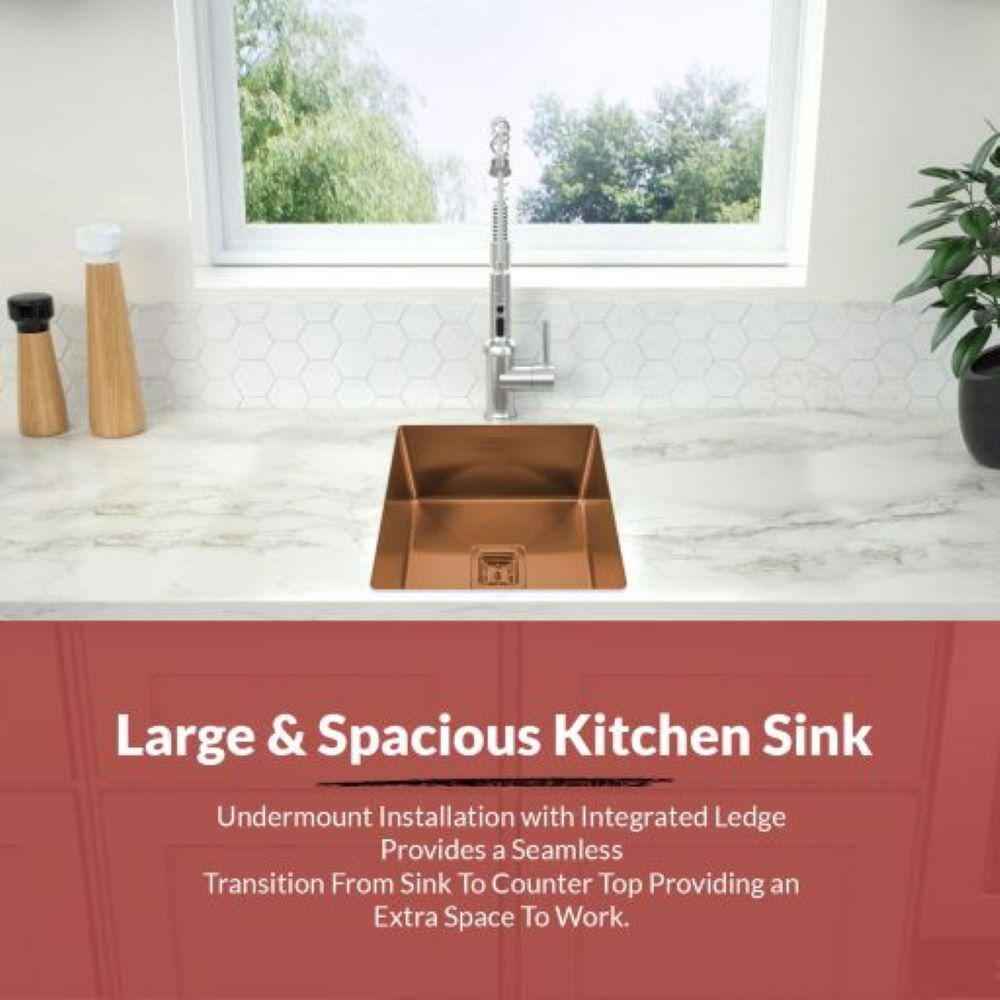 Strictly Sinks Undermount Copper Kitchen Sink – 18 Inch Single Bowl Bar Prep Sink 16 Gauge Stainless Steel