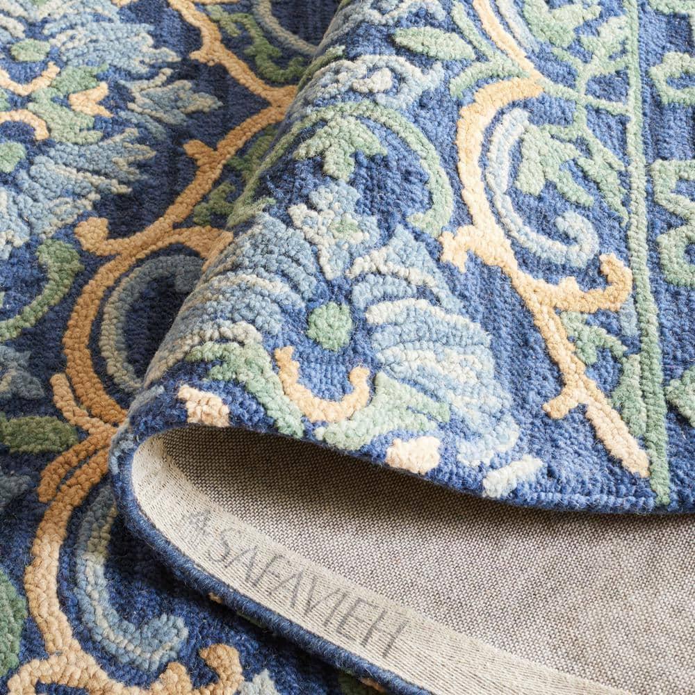 Blossom BLM422 Hand Tufted Area Rug - Navy/Green - 8'x10' - Safavieh.