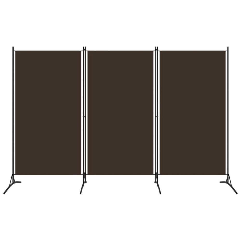 Benjara BM326420 102 in. Dina 3 Panel Room Divider Screen, Brown Fabric & Black Iron