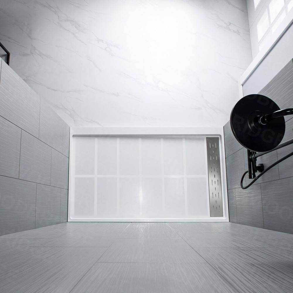 WoodBridge 75/96" H Solid Surface Shower & Tub Wall Panel, Surround, Quick Install, Cuttable, 0.138" thick