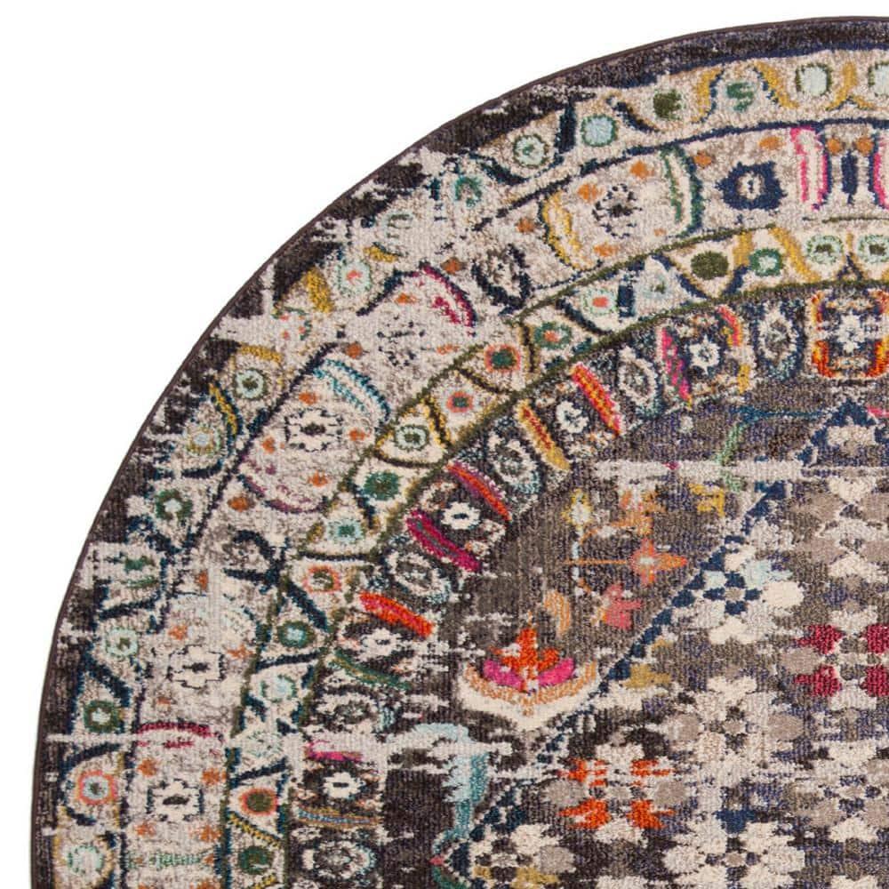 Monaco MNC255 Power Loomed Indoor Area Rug - Brown/Grey - 6'7" Round - Safavieh