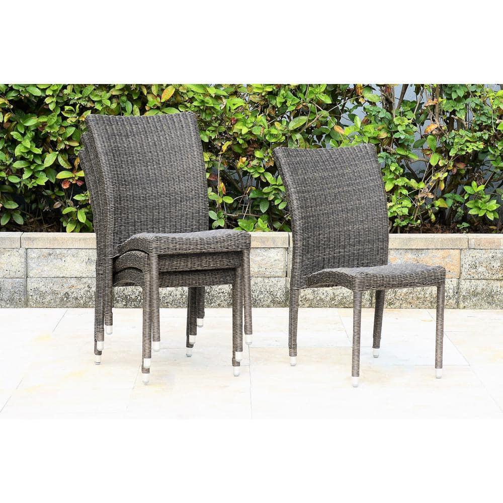 Amazonia Provence 9-Piece  Solid Wood 100% FSC and Eco-Friendly Wicker Square Patio Dining